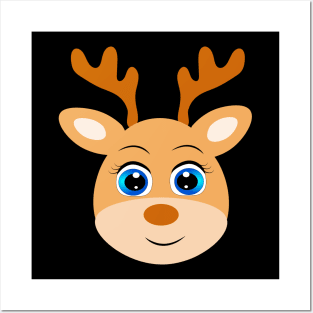 Cute Funny Reindeer Animal Face Posters and Art